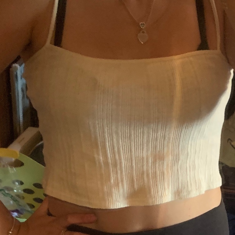 Brandy Melville White Cropped Tank Ribbed